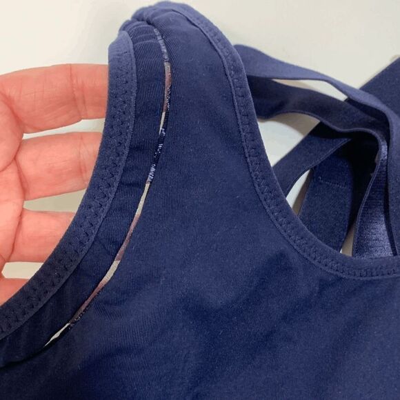 Fabletics Women's Navy Blue Crisscross Strappy Back Sports Workout Bra Medium - Picture 7 of 7